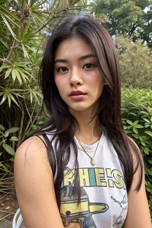 Extremely Realistic, best_quality, half-asian half white girl, medium brown hair, defined-square-jawline, 21 years old, high-set prominent cheekbones, light brown almond-shaped eyes, big lips, photorealistic, wearing baggy streetwear ,asian girl, head slightly tilted, photorealistic,myhanfu,fittingroom