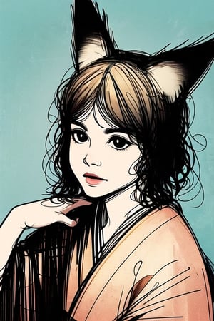 woman,kimono,fox ears
