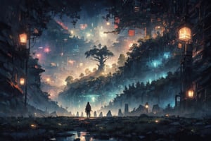 Official Art, Unity 8K Wallpaper, Extreme Detailed, Beautiful and Aesthetic, Masterpiece, Top Quality, perfect anatomy, 

In a mesmerizing cyberpunk realm, a futuristic android warrior stands tall amidst neon-lit skyscrapers and holographic signs, her metallic exoskeleton gleaming with intricate patterns and glowing circuits, the lunar augmented binary tree sits atop a mossy rock in a lush forest clearing, A celestial gondola drifts gracefully through a dreamlike galaxy with a snow leopard sit on ,

a beautifully drawn (((ink illustration))) depicting, vintage, PURPLE and GREEN accents, watercolor painting, concept art, (best illustration), (best shadow), Analog Color Theme, vivid colours, contrast, smooth, sharp focus, scenery, 

(Pencil_Sketch:1.2,masterpiece,midjourney, best quality, , messy lines,incredibly absurdres