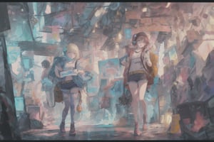 Official Art, Unity 8K Wallpaper, Extreme Detailed, Beautiful and Aesthetic, Masterpiece, Top Quality, perfect anatomy, 

Dreampolis, hyper-detailed digital illustration, cyberpunk, stranger things background theme , scared expression, 17 y. o. single girl headphones in the street, neon lights, lighting bar, city, cyberpunk city, film still, backpack, in megapolis, pro-lighting, high-res, masterpiece, looking_at_viewer, full body,neon photography style, visible legs, wearing jean shorts, visible face, detailed face,

a beautifully drawn (((ink illustration))) depicting, vintage, pink and blue accents, watercolor painting, concept art, (best illustration), (best shadow), Analog Color Theme, vivid colours, contrast, smooth, sharp focus, scenery, 

(Pencil_Sketch:1.2,masterpiece, midjourney, best quality, incredibly absurdres, messy lines,high detail eyes,More Detail,perfect light,portrait, ,more detail XL,Ukiyo-e