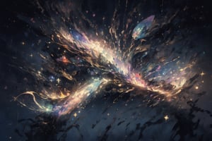 Official Art, Unity 8K Wallpaper, Extreme Detailed, Beautiful and Aesthetic, Masterpiece, Top Quality, perfect anatomy, 

no human, jewelry, flower, sky, star \(symbol\),  sparkle, night, rose, leaf, moon, crescent, gem, star \(sky\), starry sky, rabbit, crystal, animal focus, gold, blue gemstone, constellation, 

a beautifully drawn (((ink illustration))) depicting, vintage, PURPLE and YELLOW accents, watercolor painting, concept art, (best illustration), (best shadow), Analog Color Theme, vivid colours, contrast, smooth, sharp focus, scenery, 

(Pencil_Sketch:1.2,masterpiece, midjourney, best quality, incredibly absurdres, messy lines,high detail eyes