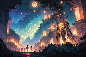 Official Art, Unity 8K Wallpaper, Extreme Detailed, Beautiful and Aesthetic, Masterpiece, Top Quality, perfect anatomy, 

In a mesmerizing cyberpunk realm, a futuristic android warrior stands tall amidst neon-lit skyscrapers and holographic signs, her metallic exoskeleton gleaming with intricate patterns and glowing circuits, the lunar augmented binary tree sits atop a mossy rock in a lush forest clearing, A celestial gondola drifts gracefully through a dreamlike galaxy with a snow leopard sit on ,

a beautifully drawn (((ink illustration))) depicting, vintage, PURPLE and BLUE accents, watercolor painting, concept art, (best illustration), (best shadow), Analog Color Theme, vivid colours, contrast, smooth, sharp focus, scenery, 

(Pencil_Sketch:1.2,masterpiece,midjourney, best quality, , messy lines,incredibly absurdres