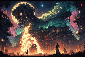 Official Art, Unity 8K Wallpaper, Extreme Detailed, Beautiful and Aesthetic, Masterpiece, Top Quality, perfect anatomy, 

In a mesmerizing cyberpunk realm, a futuristic android warrior stands tall amidst neon-lit skyscrapers and holographic signs, her metallic exoskeleton gleaming with intricate patterns and glowing circuits, the lunar augmented binary tree sits atop a mossy rock in a lush forest clearing, A celestial gondola drifts gracefully through a dreamlike galaxy with a snow leopard sit on ,

a beautifully drawn (((ink illustration))) depicting, vintage, PURPLE and BROWN accents, watercolor painting, concept art, (best illustration), (best shadow), Analog Color Theme, vivid colours, contrast, smooth, sharp focus, scenery, 

(Pencil_Sketch:1.2,masterpiece,midjourney, best quality, , messy lines,incredibly absurdres