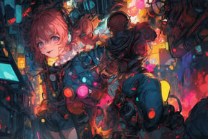 Official Art, Unity 8K Wallpaper, Extreme Detailed, Beautiful and Aesthetic, Masterpiece, Top Quality, perfect anatomy, 

Dreampolis, hyper-detailed digital illustration, cyberpunk, stranger things background theme , scared expression, 17 y. o. single girl headphones in the street, neon lights, lighting bar, city, cyberpunk city, film still, backpack, in megapolis, pro-lighting, high-res, masterpiece, looking_at_viewer, full body,neon photography style, visible legs, wearing jean shorts, visible face, detailed face,

a beautifully drawn (((ink illustration))) depicting, vintage, pink and blue accents, watercolor painting, concept art, (best illustration), (best shadow), Analog Color Theme, vivid colours, contrast, smooth, sharp focus, scenery, 

(Pencil_Sketch:1.2,masterpiece, midjourney, best quality, incredibly absurdres, messy lines,high detail eyes,More Detail,perfect light,portrait, ,more detail XL,Ukiyo-e