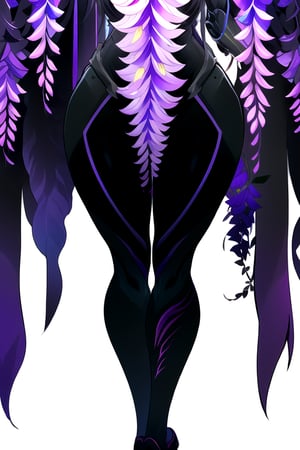 masterpiece, best quality, (solo:1.3), 1girl , arms behind back,looking_at_viewer,mechanical_arms,mechanical suit,fox mask,muscular,wisteria tree background,symmetrical,in purple and black style,mechanical japanese_dress,ghost nocturnal