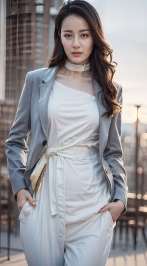 Masterpiece,best quality,official art asian,teen, long brunette curly hair, sky blue formal suit, ,choker,glasses dynamic lighting,Portrait,dream_girl,Photorealism, dynamic pose,flash, sexy pose, 