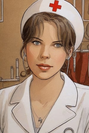 Nurse, illustration by jean-pierre Gibrat, extremely detailed background