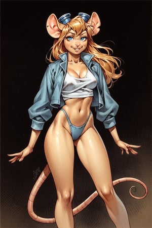 score_9,score_8_up,score_7_up,score_6_up, score_5_up, 1girl, gadget hackwrench from Rescue Rangers, by Serpieri, anthropomorphic mouse woman, jacket