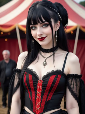 ultra detailed, surreal, strange (full length photo of sexy gothic girl with long straight black hair, straight bangs), gothic theme, woman, portrait, smile, laugh, open mouth, (upper body, bust, looking towards other side: 1.1), black hair ((sexy photo), (red lipstick), background a circus tent, portrait of a woman in black gypsy clothing, with pale skin and small breasts and freckles, detailed and affectionate look, realistic skin, photo of a cute girl, , pale skin, freckles, blush, (topless:1.1), Porta 160 color, taken with ARRI ALEXA 65, sharp focus on the subject, taken by Don McCullin, photo of goth girl.


full body full body full body full body full body 

gypsy gypsy gypsy gypsy gypsy gypsy gypsy gypsy 