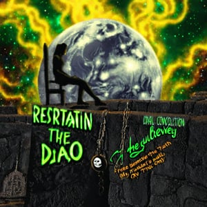 Text that reads
 "Restrain the heavenly dao. All souls beneath the heavens must suffer divine tribulation. Free thyself from convictions that lead only to destruction and walk the path of the true dao!"
in yellow, black,metallic,white, green, neon, sparkles,smoke,planet
,Cultivation,photo r3al,scenery