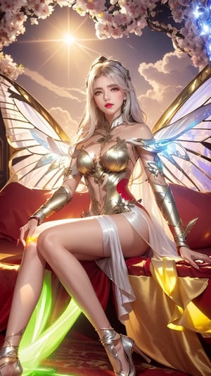 (goddess,venus,iron woman),busty,(Intricate luminous armor design:1.2),white plasma electromagnetic shield,crystal and silver entanglement,Star flash,(Persian Paisley clothes),glowing forehead