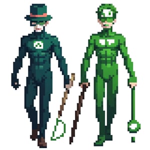 (Riddler), holding Walking cane, (white background), (full body shot)