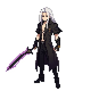 Sephiroth, holding murasame, white background, full body shot