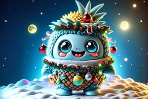 blue humanoid ananas with smiling face, 8k quality, christmas athmosphere, digital art,High detailed ,Illustration,Gingerbread_House,ral-chrcrts,moonster