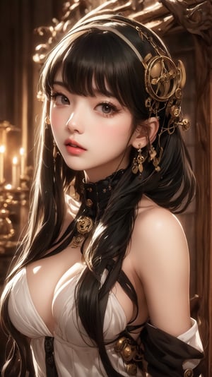 Perfect face, perfect body, perfect eyes, glamorous, gorgeous, delicate, romantic, Elizabethan woman, steampunk gothic romanticism, Harrison Fisher dark twist style, by Tokaito,fellajob,anime,Japanese girl,young girl