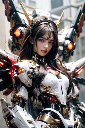 (full_body:0.8), small breast, {{master piece}}, 16k, medium shot, illustration, 1girl, beatiful detailed cyberpunk city, beatiful detailed hair, wavy hair, beatiful detailed steet,  (mecha clothes:1.4), robot girl, cool movement,
 dargon wings, colorful background, a dragon stands behind the girl, rainy days, {lightning effect}, beatiful detailed sliver dragon arnour, （cold face）, mecha,