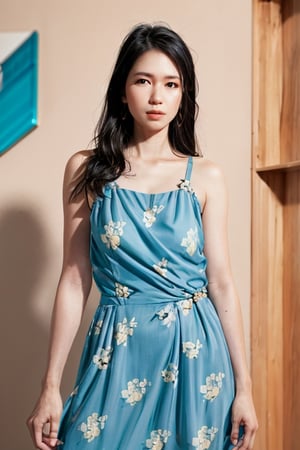 woman, flower dress, colorful, darl background,blue theme,exposure blend, medium shot, bokeh, (hdr:1.4), high contrast, (cinematic, teal and orange:0.85), (muted colors, dim colors, soothing tones:1.3), low saturation,asian girl,1 girl,chinatsumura,gaby_rose,maw4r,frey4,Geayoub1,4manda,4yu