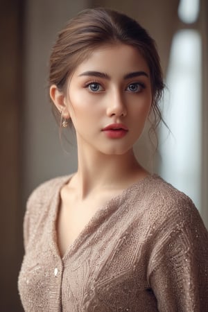 portrait, beautiful woman, dynamic pose, gorgeous young modern fashionable girl with expressive eyes , highly detailed, 4 k, hdr, sharp focus, high resolution, excellent composition, cinematic atmosphere, precise correct anatomy, aesthetichigh detail of the face image