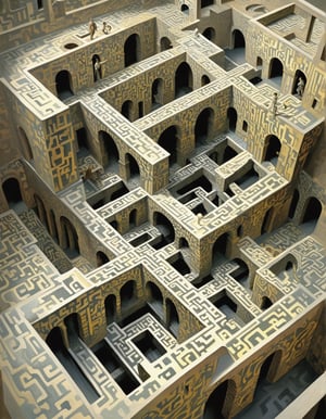 impossible laberinth mixure of Escher Style and Dali style








