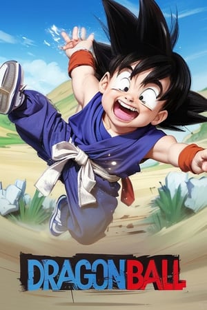 Little goku, Dragonball , Jump, purple cloth,  red wistband, stick back, white teeth, realistic, detail, accurate, Best Quality,  a high resolution ,intricate detailes ,masterpiece, Soft cinematic light, Hyper-detailing, perfect