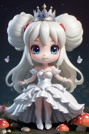 chibi boosette, centerfold, full body, mushroom kingdom, wearing tiny princess tiara