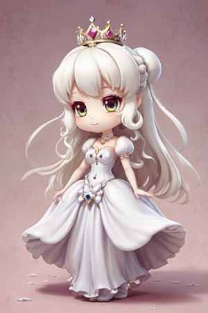 chibi boosette, centerfold, full body, mushroom kingdom, wearing tiny princess tiara