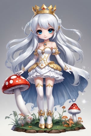 18yo chibi booette, centerfold, full body, mushroom kingdom, small crown