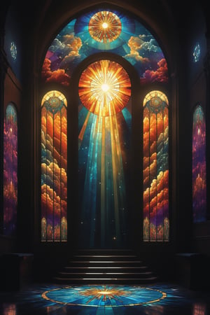 score_9, score_8_up, score_7_up, pixel art, 
stained glass, panorama window, art deco, sanctuary,
god rays,
 with bursts of bright colors,
in the style of a vintage, high-contrast setting, dark and mysterious atmosphere, Resplendent spotlighting, Emphasize theatrical elements,
hyper-detailed, scifi, dramatic light,
yamer_pixel_fusion, 
d3p1x3l, pixel art,