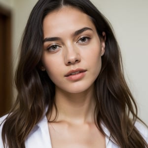 (Barbara Palvin:1.0, hailee steinfeld:0.5, jessica alba:0.7), solo photograph of a girl with light hazel eyes, perfect symmetry, full body, perfect teeth, perfect face, realistic, crystal clear, 8K UHD, highly detailed glossy eyes, (teen), Detailed and Intricate, textured skin, happy, 32C breast, athletic, fit, skinny, ultrarealistic, detailed face, bedroom eyes, high detailed skin, skin pores, hair_style , wavy_hair, long hair, natural hairline,Realism,Portrait