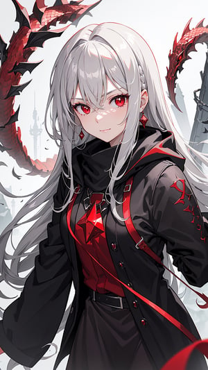 //Quality,
masterpiece, best quality, detailed, (depth of field:1.5), depth_of_field
,//Character,
1girl, pissed off facial, light smirk, solo, long hair, grey hair, shiny hair, pale white skin, pale skin, ((pale skin)), red eyes, ((Red Eye)), red eye colour, bangs, pony_tail, side_braid
,//Fashion,
red diamond earrings, black jacket, black_black_grey jacket, grey hoodie, robe, amazon clothes, holding Magical black_black_grey cube
,//Background,
pirate ship in the monster of sea
,//Others,
light particles, depth of field, fantasy purple forest, water, colorful, dripstone, Magical red_red_black snake, stalagmite, red_red_black magical dragon in the background, gigantic red_red_black magical snake in the background, red_red_black tiny snake pet