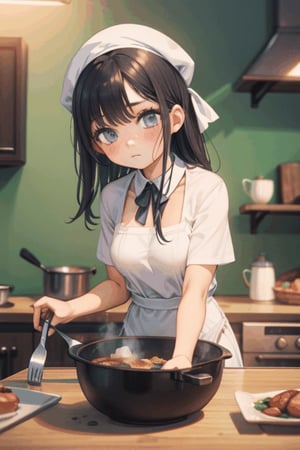 Cute girl, cooking.