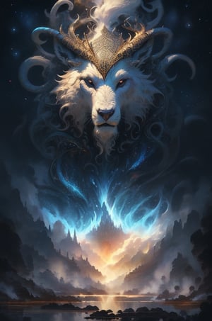 Create an enigmatic and all-mighty beast, drawing inspiration from ancient myths and cosmic wonders. Imagine its majestic form, unique abilities, and the aura of mystery surrounding it. Consider the creature's habitat and the legends whispered about its existence in the realms of fantasy.