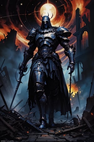 Amidst the ruins of the universe stands a valiant knight, wielding a weapon forged from the chaos that engulfed worlds. Their mission: to restore balance to a shattered cosmos. In the grim aftermath of a cosmic cataclysm, a dark fantasy knight emerges, brandishing a weapon born from the chaotic shadows that now envelop the realms. Their quest: to navigate the twisted landscapes of despair and restore equilibrium to a universe tainted by malevolent forces.