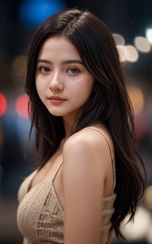 A 22 year-old girl, casual, natural make up, selfie, looking at camera, style expressive, detail, cinematic lighting, contrast, bokeh effects, complex_background, UHD.