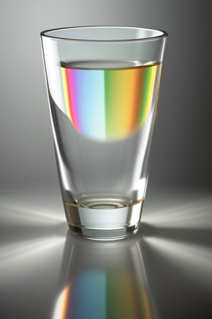 (optics:caustic:0.5)rays emit from a glass to realistically (reflect and refract) on to a flat surface