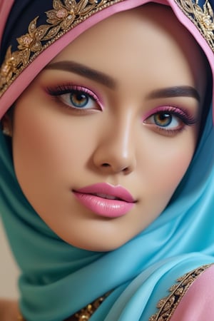 (beautifull indonesian lady with small breast, wear luxury hijab, spreading legs, lying on luxury bed, (detailed pink strapless bra), (detailed luxury kebaya), (detail luxury garter belt), (detail luxury stocking), (detail luxury high heels), (show cleaveage), (show underboobs) , (show sideboobs), (show thigh), beautifull face, pretty face, beautifull eyes, beautifull nose, sexy lips, pink nails, raytracing, nsfw, beautifull fingers, beautifull hands, sexy belly, sexy body, sexy shoulders, sexy legs, sexy hips, (luxury bracelet), (luxury ring), (luxury necklace), black nails , blue eye, (4 fingers in 1 hand), full body shoot, detail people background, (masterpiece, best quality:1.2),(8k,highres,RAW photo, realistic, photo-realistic:1.3), (detailed skin texture,detailed cloth texture,beautiful detailed face:1.25),professional lighting,photon mapping,beautiful soft light,radiosity,physically-based rendering,model shoot style, model shoot style, (extremely detailed CG unity 8k wallpaper), full shot body photo of the most beautiful artwork in the world, complex 3d render ultra detailed, looking at viewer, 18 yo, wet hair, real human skin, vibrant details, hyperrealistic, beautiful, octane render, 8k, best quality, masterpiece, an extremely delicate and beautiful, extremely detailed ,CG ,unity , wallpaper, (realistic, photo-realistic:1.37), Amazing, finely detail, masterpiece,best quality,official art, extremely detailed CG unity 8k wallpaper ,extreme detailed eyes, (perfect face), shiny skin, colorful, highest detailed, vibrant colors, ultra high res, (high contrast), intricate, lens flare,