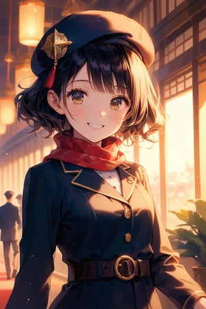 
masterpiece, top quality, best quality, beautiful and aesthetic,(from front:1.5)
watercolor,(soft focus:2.0), looking at viewer,
BREAK,(daydream:1.2),best lighting,  bokeh,  lens flare, 
//Character
1girl,cute,kawaii,smile,japanese teenager,smiling,randomly hairstyle,
BREAK
//Fashions 
Modern Boutique Hotel Attendant,
For a more contemporary and stylish interpretation, go for a sleek and chic ensemble with a touch of retro flair, Start with a fitted black jumpsuit featuring tailored pants and a structured bodice, Add a pop of color with a bright-colored belt or scarf tied around the waist for a playful accent, 
BREAK
Accessorize with a brimmed hat or a beret embellished with a gold emblem or badge for a nod to the hotel uniform, Finish the look with stylish ankle boots or loafers for a modern and fashionable boutique hotel attendant vibe,
BREAK
The spacious lobby of a luxury class resort hotel in Southeast Asia,action.pose,upper body,