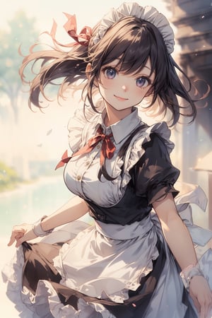 
masterpiece, top quality, best quality, beautiful and aesthetic,(from front:1.5)
watercolor,(soft focus:2.0), looking at viewer,
BREAK,(daydream:1.2),best lighting,  bokeh,  lens flare, 
//Character
1girl,cute,kawaii,smile,japanese teenager,smiling,randomly hairstyle,
BREAK
loli,cute,large breasts,glamor,(traditional maid collared shirt:1.3),long skirt,long hair,smile,dynamic pose,cafe,dynamic angle,