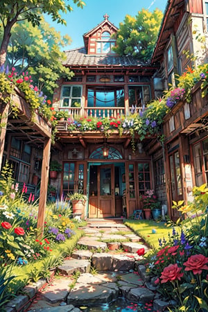 Masterpiece, this is a scene, the scene is in an abandoned and deserted glass house, the house is full of rosebuds, the house furniture is made of gold and precious stones, very rich, full of hope and emotion, the atmosphere is more layered, as if in a fantasy world, the flowers and plants live freely