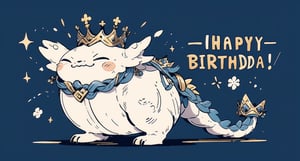  (masterpiece), best quality, (extremely detailed 8k wallpaper,(best quality, ultra-detailed, best shadow), (beautiful detailed), (best illumination, an extremely delicate and beautiful), glow,(In a surreal), (ethereal landscape),(A cute and chubby dragon, sporting a jaunty hat), (celebrating its first anniversary), (with a banner that reads "Happy Birthday!"), (and a crown on its head). (The dragon is adorned with), (light blue, gray, gold, and silver accents), (and a sparkling diamond in the center of its chest), (giving it a regal, monstrous air). (The background is a pristine white), (providing a clean, elegant contrast), (and allowing the dragon to stand out). (The text "1st Anniversary" is written in a soft, script-like font), (in gray and gold, to match the dragon's color scheme). (The overall design is simple, yet effective), (capturing the essence of whimsy and nostalgia). 