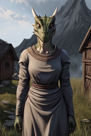 1girl,solo,best quality, masterpiece, highres,looking at viewer,front_view,facing_viewer,
skyrim,argonian,dress,long_sleeves,medieval,()
,furry