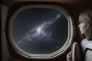 Gazing at a nebula from a starship window