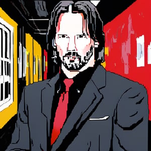 (high quality, masterpiece), (msasxl_lora), portrait of Keanu Reeves, black suit, dark hallway