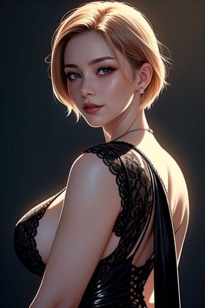 photo, short hair, thick thighs, provocative, detailed face, detailed nose, wearing sexy black long dress, freckles, orgasm expression, realism, realistic, raw, analog, woman, portrait, photorealistic, analog, realism ,seductive gaze at viewer,(big breast 1.2),thick body,thick ass,1 girl, (smirk 1.1),<lora:659111690174031528:1.0>