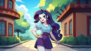 Prompt: Score_9, Score_8_up, Score_7_up, Score_6_up, Score_5_up, Score_4_up, source_cartoon, equestria girls,


rarity_mlp, 

rarity_mlp


1 woman,  mlp cartoon art.  red_Lipstick, lips, pony tail on ass, cute, happy, fully_clothed,  face shot,  standing,  ear_rings, twirling, dancing, facing front, wavy hair, in the park