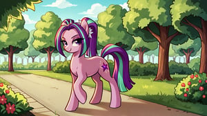  by scorpdk, scorpdk, score_9, score_8_up, score_7_up, score_6_up, score_5_up, score_4_up, source_furry, source_pony, rating_safe, pony my little pony


pony aria_blaze, 

on all 4s, 

park background, 


solo, 1girly, emotonless,   perfect hand,

