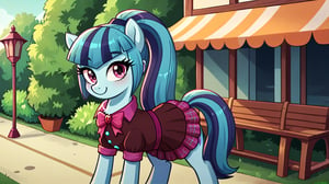  by scorpdk, scorpdk, score_9, score_8_up, score_7_up, score_6_up, score_5_up, score_4_up, source_furry, source_pony, rating_safe, pony my little pony


pony sonata_dusk, 

on all 4s, clothed

park background, 


solo, 1girly, emotonless,   perfect hand,

