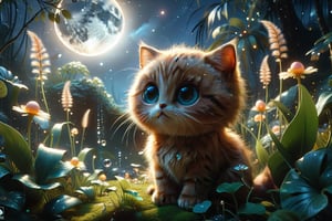 ((ultra ARTISTIC sketch)), (artistic sketch art), A cute cat portrait at night, fireflies, perfect jungle night view, full moon, glowing effects, shinning stars in the sky, best quality, masterpiece collection, rendered by Nvidia RTX, ray tracing, 24K UHD resolution, extremely high detailed art, mild waves, tropical flowers behind, insanely detailed, high resolution mysterious, Breathtaking VieW, Jean-Baptiste Monge, Kukharskiy Igor, Thomas wells schaller style, magical scenery, Nazar Noschenko Modifiers: dof trending on cgsociety fantastic view ultra detailed 4K 3D whimsical Storybook beautifully lit etheral Quirky Exquisite highly intricate stunning color depth outstanding cute illustration cuteaesthetic Boris Vallejo style shadow play The mood is Mysterious and Spellbinding, with a sense of otherworldliness, CINEMATIC photography style LEONARDO DIFFUSION XL STYLE