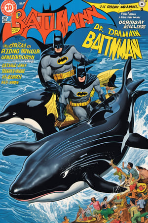 Batman,
 riding,
 orca killer whale ,
,food ,more detail XL
