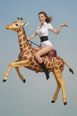 (+18) ,
Sexy Female waitress riding a flying giraffe,
